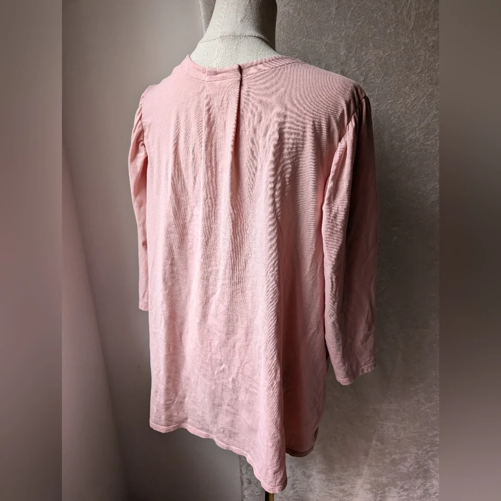 J Jill Baby Pink Cotton 3/4 Sleeve Puff Sleeve Soft 2x - Picture 5 of 5
